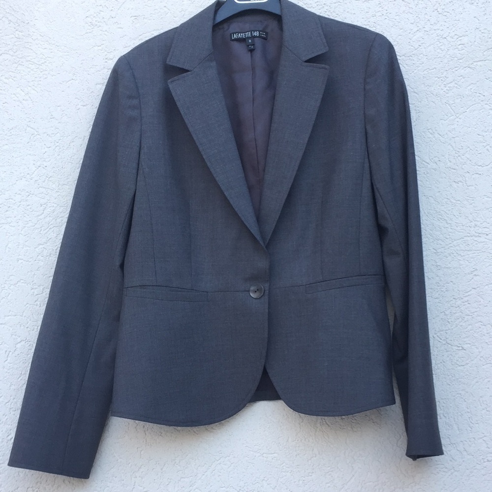 Lafayette 148 blazer size 8 gray wool Careercore